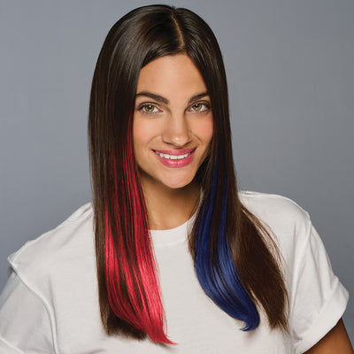 SPIRIT WEAR 2PC CLIP-IN COLOR HAIR EXTENSION IN COLOR RED 200 & BLUE 281
