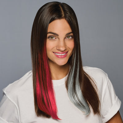 SPIRIT WEAR 2PC CLIP-IN COLOR HAIR EXTENSION IN COLOR RED7427 & SILVER SHIMMER