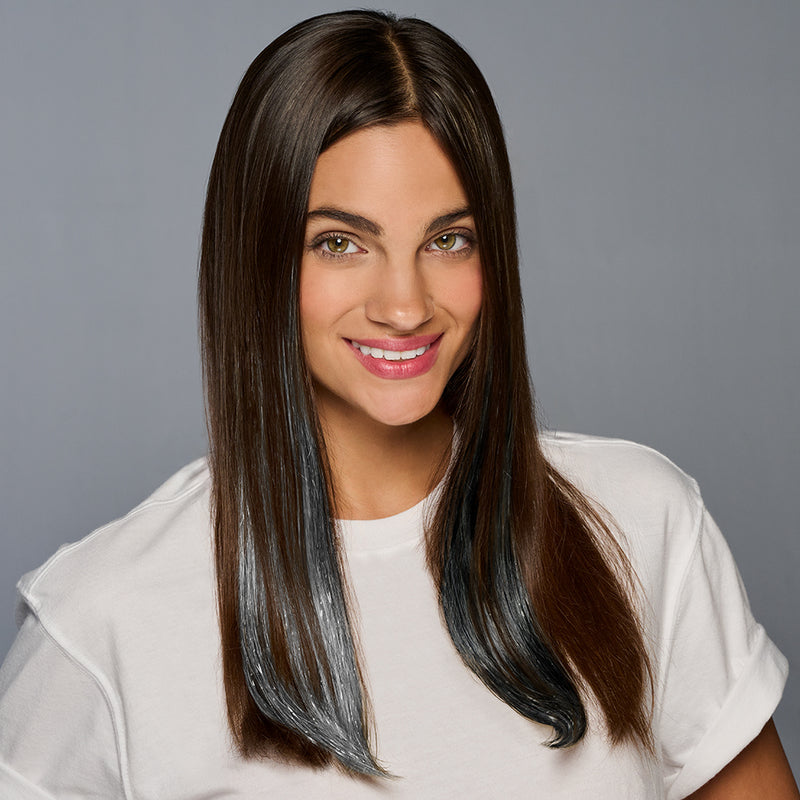 SPIRIT WEAR 2PC CLIP-IN COLOR HAIR EXTENSION IN COLOR SILVER SHIMMER & BLACK SHIMMER