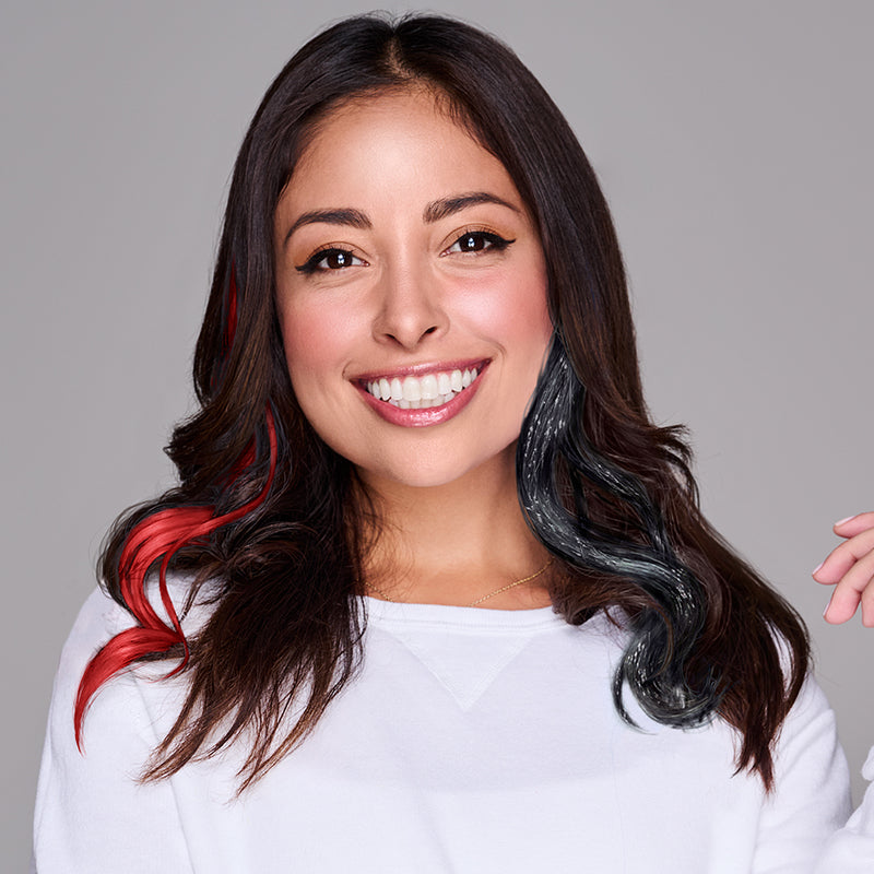 SPIRIT WEAR 2PC WAVY CLIP-IN COLOR HAIR EXTENSION IN COLOR RED 186 & BLACK SHIMMER