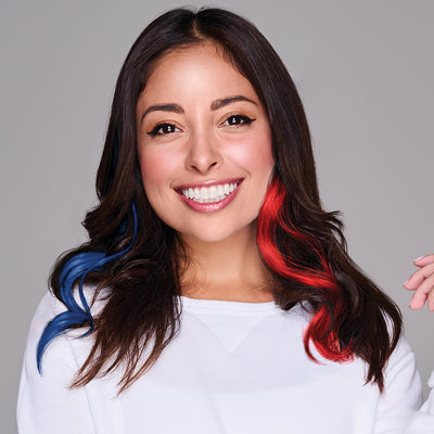 SPIRIT WEAR 2PC WAVY CLIP-IN COLOR HAIR EXTENSION IN COLOR BLUE 287 & RED 186