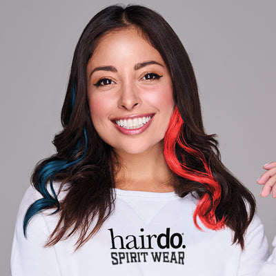 SPIRIT WEAR 2PC WAVY CLIP-IN COLOR HAIR EXTENSION IN COLOR BLUE 7694 & RED 185