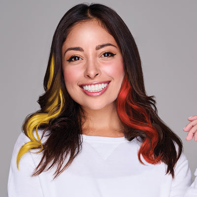 SPIRIT WEAR 2PC WAVY CLIP-IN COLOR HAIR EXTENSION IN COLOR GOLD 1235 & RED 186