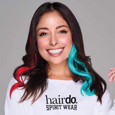 SPIRIT WEAR 2PC WAVY CLIP-IN COLOR HAIR EXTENSION IN COLOR RED 187 & TEAL 319