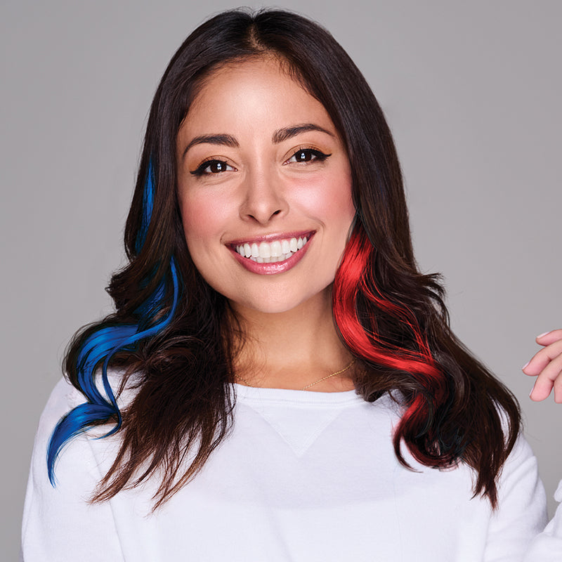 SPIRIT WEAR 2PC WAVY CLIP-IN COLOR HAIR EXTENSION IN COLOR BLUE 286 & RED 186