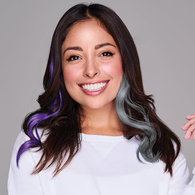 SPIRIT WEAR 2PC WAVY CLIP-IN COLOR HAIR EXTENSION IN COLOR PURPLE 268 & SILVER SHIMMER