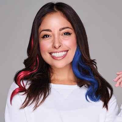 SPIRIT WEAR 2PC WAVY CLIP-IN COLOR HAIR EXTENSION IN COLOR RED 200 & BLUE 288