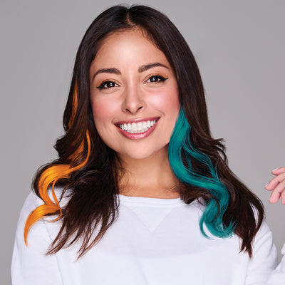 SPIRIT WEAR 2PC WAVY CLIP-IN COLOR HAIR EXTENSION IN COLOR ORANGE 1655 & TEAL 321