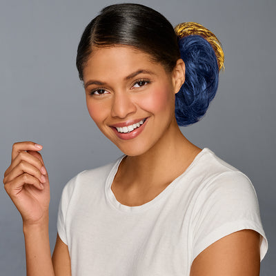 SPIRIT WEAR 2PC HAIR WRAP IN COLOR BLUE 289 & GOLD SHIMMER