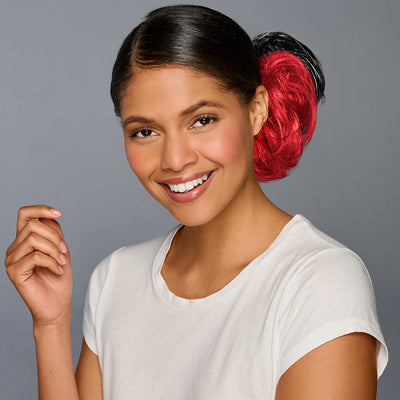 SPIRIT WEAR 2PC HAIR WRAP IN COLOR RED 1797 & BLACK SHIMMER
