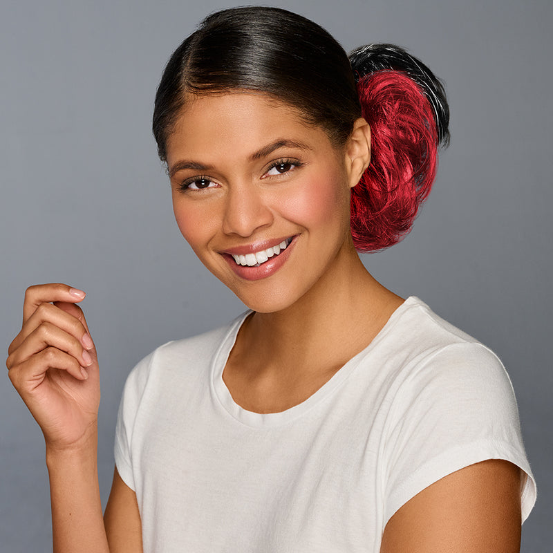 SPIRIT WEAR 2PC HAIR WRAP IN COLOR RED 200 & BLACK SHIMMER