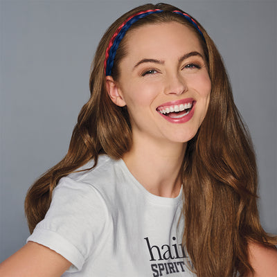 SPIRIT WEAR 2PC BRAID HEADBAND IN COLOR BLUE 289 & RED 200