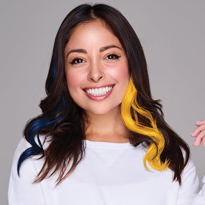 SPIRIT WEAR 2PC WAVY CLIP-IN COLOR HAIR EXTENSION IN COLOR BLUE 282 & GOLD 1235