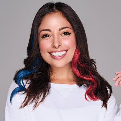 SPIRIT WEAR 2PC WAVY CLIP-IN COLOR HAIR EXTENSION IN COLOR BLUE 2955 & RED 200