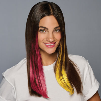 SPIRIT WEAR 2PC CLIP-IN COLOR HAIR EXTENSION IN COLOR RED 201 & GOLD 123