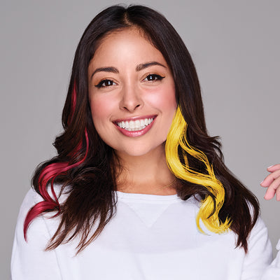 SPIRIT WEAR 2PC WAVY CLIP-IN COLOR HAIR EXTENSION IN COLOR RED 201 & GOLD 123