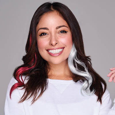 SPIRIT WEAR 2PC WAVY CLIP-IN COLOR HAIR EXTENSION IN COLOR RED 201 & WHITE