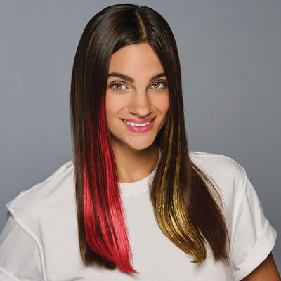 SPIRIT WEAR 2PC CLIP-IN COLOR HAIR EXTENSION IN COLOR RED 187 & GOLD SHIMMER