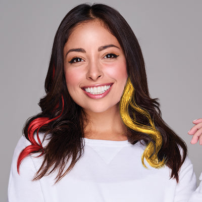 SPIRIT WEAR 2PC WAVY CLIP-IN COLOR HAIR EXTENSION IN COLOR RED 187 & GOLD SHIMMER