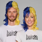 SPIRIT WEAR MVP MULLET WIG IN COLOR BLUE 661 & YELLOW 109
