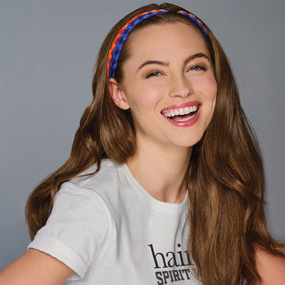 SPIRIT WEAR 2PC BRAID HEADBAND IN COLOR BLUE 287 & ORANGE 172