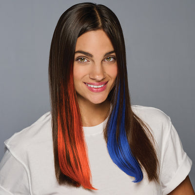 SPIRIT WEAR 2PC CLIP-IN COLOR HAIR EXTENSION IN COLOR BLUE 287 & ORANGE 172