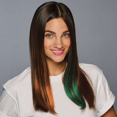 SPIRIT WEAR 2PC CLIP-IN COLOR HAIR EXTENSION IN COLOR ORANGE 1665U & GREEN 3435U