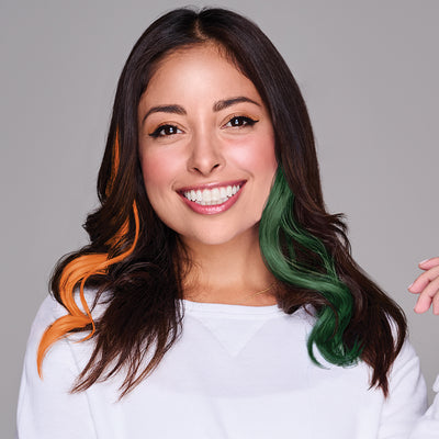 SPIRIT WEAR 2PC WAVY CLIP-IN COLOR HAIR EXTENSION IN COLOR ORANGE 1665U & GREEN 3435U