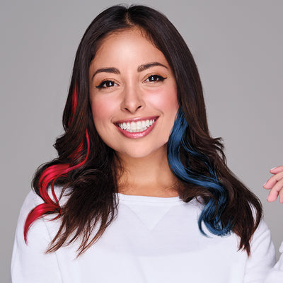SPIRIT WEAR 2PC WAVY CLIP-IN COLOR HAIR EXTENSION IN COLOR RED 200 & BLUE 289 