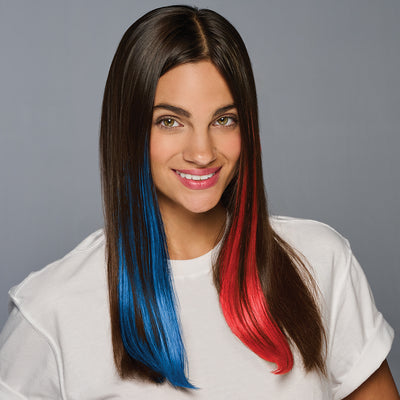 SPIRIT WEAR 2PC CLIP-IN COLOR HAIR EXTENSION IN COLOR BLUE 300 & RED 185