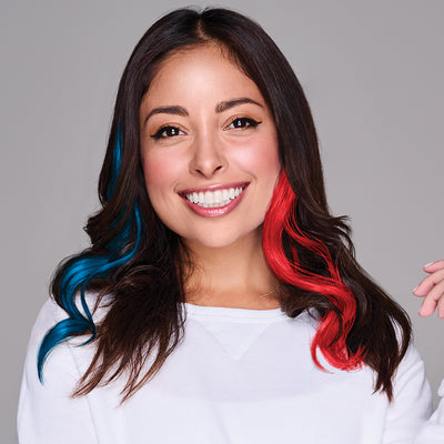 SPIRIT WEAR 2PC WAVY CLIP-IN COLOR HAIR EXTENSION IN COLOR BLUE 300 & RED 185
