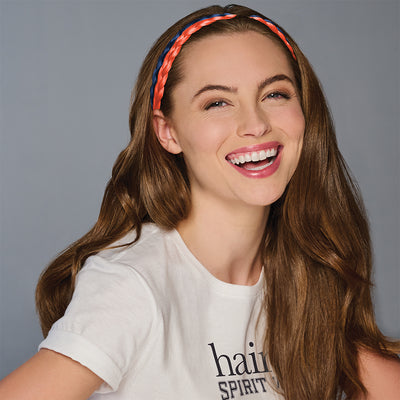 SPIRIT WEAR 2PC BRAID HEADBAND IN COLOR ORANGE 7417 & BLUE 2767
