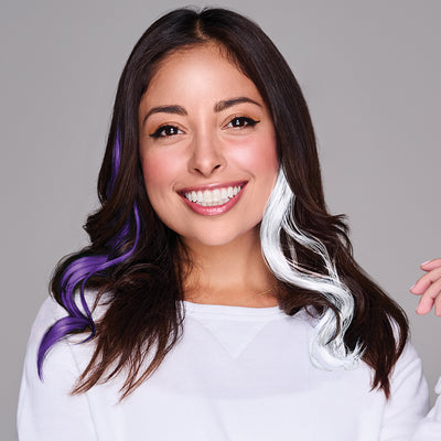 SPIRIT WEAR 2PC WAVY CLIP-IN COLOR HAIR EXTENSION IN COLOR PURPLE 268 & WHITE