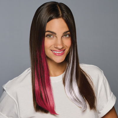 SPIRIT WEAR 2PC CLIP-IN COLOR HAIR EXTENSION IN COLOR RED 201 & CREAM 663