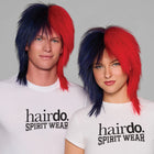 SPIRIT WEAR SPIKY SPIRIT WIG IN COLOR BLUE 289 & RED 186