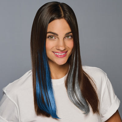 SPIRIT WEAR 2PC CLIP-IN COLOR HAIR EXTENSION IN COLOR BLUE 7462 & SILVER SHIMMER