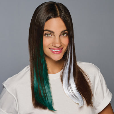 SPIRIT WEAR 2PC CLIP-IN COLOR HAIR EXTENSION IN COLOR GREEN 567 & WHITE