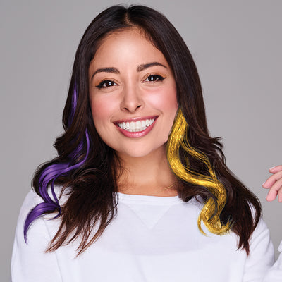 SPIRIT WEAR 2PC WAVY CLIP-IN COLOR HAIR EXTENSION IN COLOR PURPLE 268 & GOLD SHIMMER