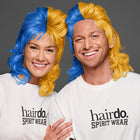SPIRIT WEAR MVP MULLET WIG IN COLOR BLUE 2386 & YELLOW 130