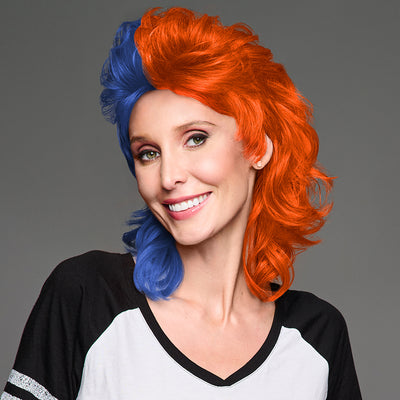 SPIRIT WEAR MVP MULLET WIG IN COLOR BLUE 287 & ORANGE 172