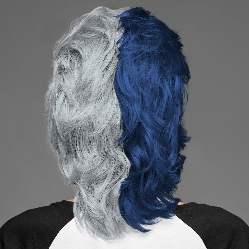 SPIRIT WEAR MVP MULLET WIG IN COLOR BLUE 289 & GRAY 429