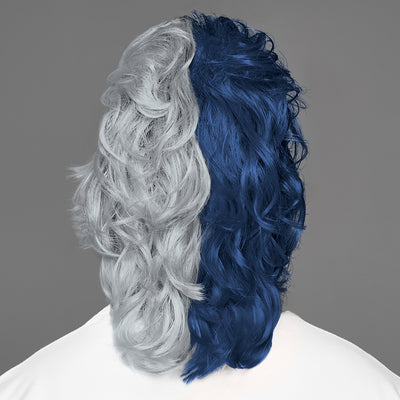 SPIRIT WEAR MVP MULLET WIG IN COLOR BLUE 289 & GRAY 429