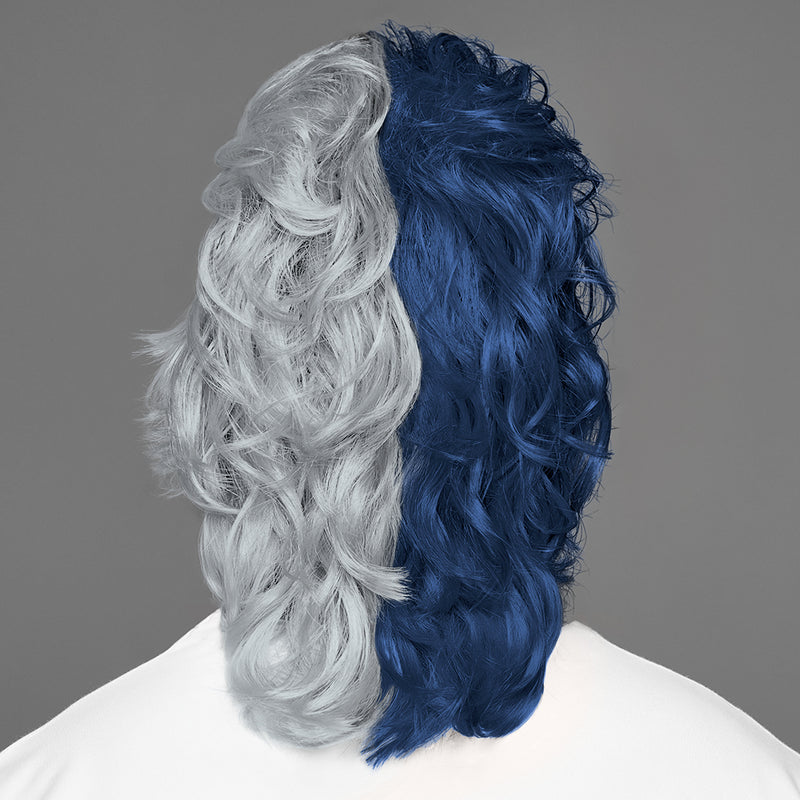 SPIRIT WEAR MVP MULLET WIG IN COLOR BLUE 289 & GRAY 429