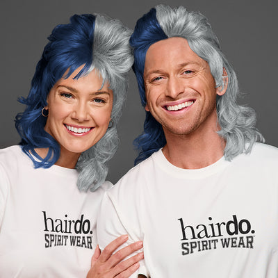 SPIRIT WEAR MVP MULLET WIG IN COLOR BLUE 289 & GRAY 429
