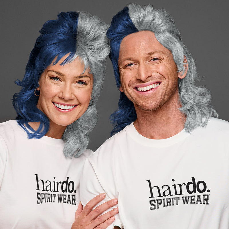 SPIRIT WEAR MVP MULLET WIG IN COLOR BLUE 289 & GRAY 429