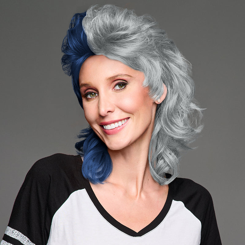 SPIRIT WEAR MVP MULLET WIG IN COLOR BLUE 289 & GRAY 429