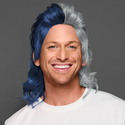 SPIRIT WEAR MVP MULLET WIG IN COLOR BLUE 289 & GRAY 429