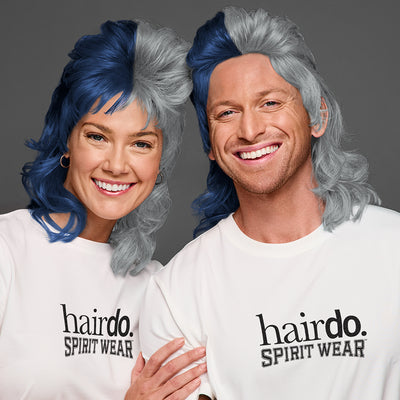 SPIRIT WEAR MVP MULLET WIG IN COLOR BLUE 289 & SILVER 422