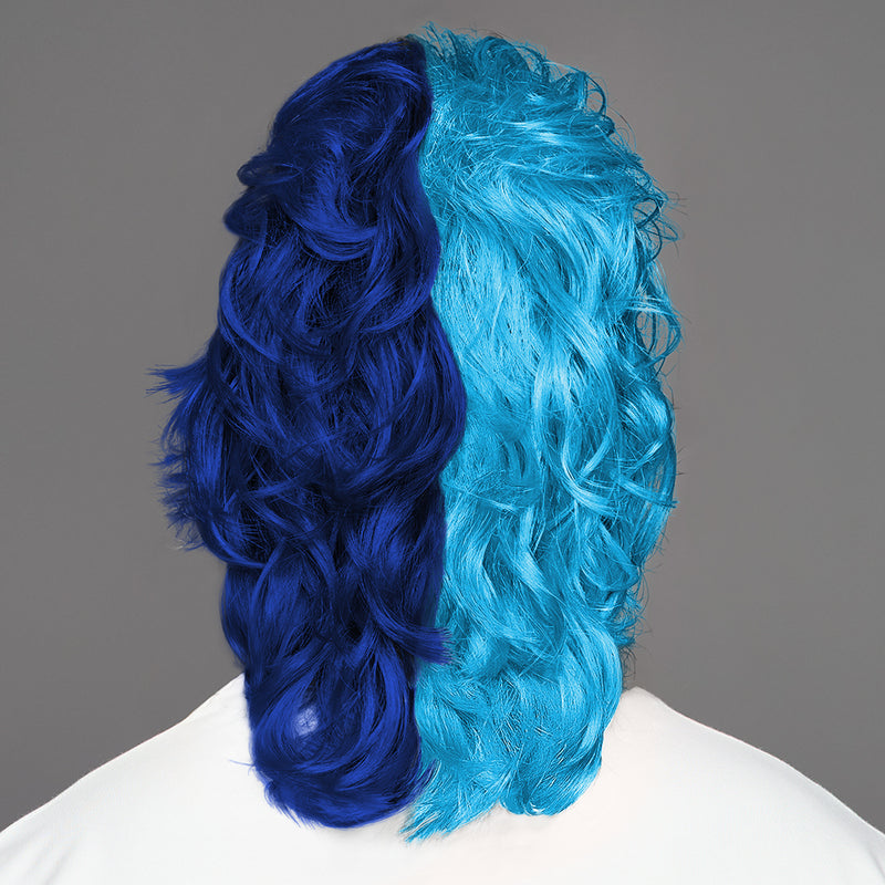 SPIRIT WEAR MVP MULLET WIG IN COLOR BLUE 298 & BLUE 281
