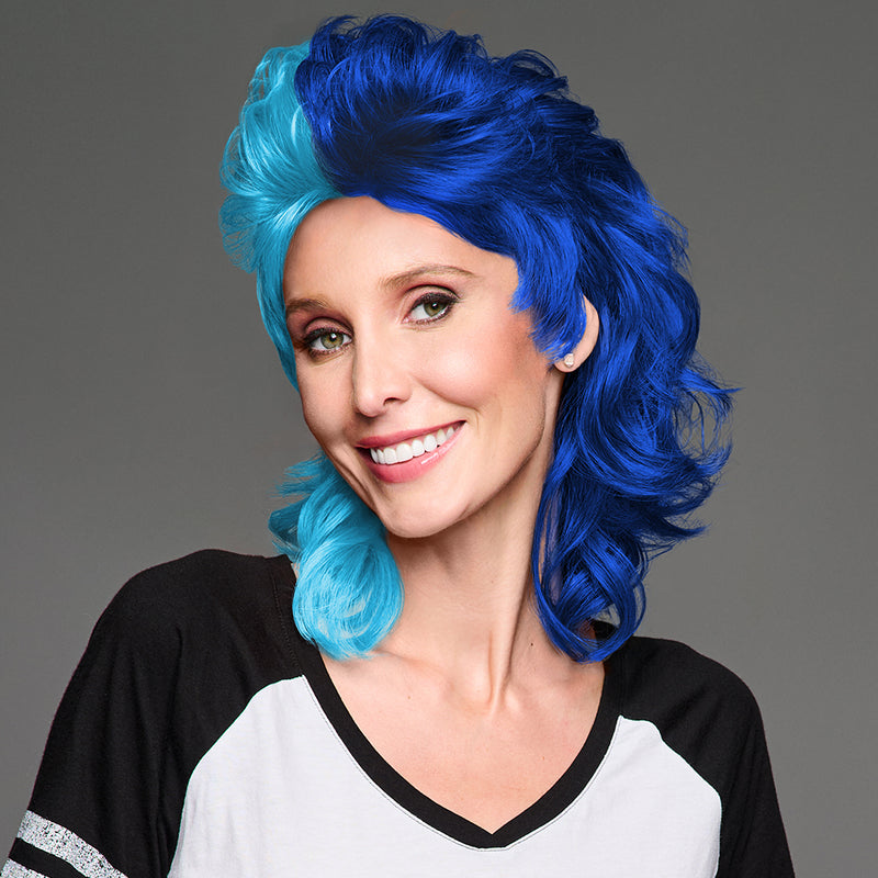 SPIRIT WEAR MVP MULLET WIG IN COLOR BLUE 298 & BLUE 281